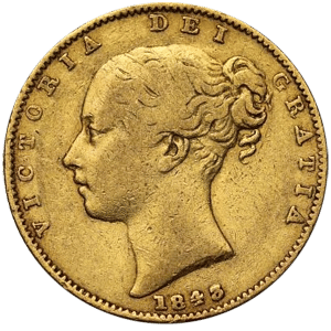 GB Sterlina Regina Vittoria - Testa giovane - Stemma coronato